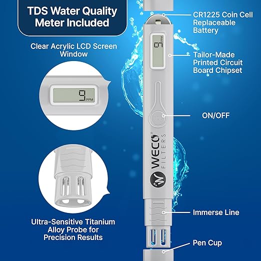 WECO TINY-50 Reverse Osmosis Water Filter System - Compact 4-Stage RO Filtration with TFC Membrane and Lead-Free Faucet - Includes Water Tank