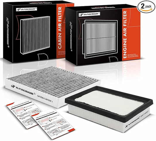 A-Premium 2-PC Engine & Cabin Air Filter with Activated Carbon Compatible with Toyota Prius C 2012-2019 1.5L