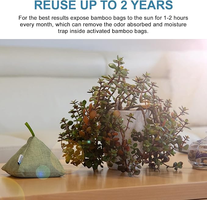 4 Pack of 200g Naturally Activated Bamboo Charcoal Air Purifying Bags | Natural Home Deodorizer Bags | Charcoal Bag Odor Absorber For Pets | Odor Eliminator & Moisture Absorber Air Freshener Bags