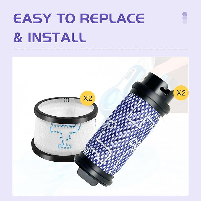 Smilefil Primary Filter and Secondary Filter Replacement Filter Kit Accessories Compatible with Inse N5 S6 S6P S600 Cordless Vacuum Cleaner