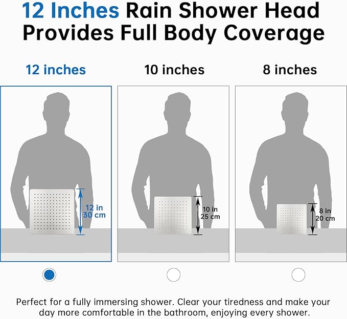 G-Promise All Metal 12 Inches Rainfall Shower Head with Handheld Spray Combo, 3 Settings Diverter, Adjustable Extension Arm with Lock Joints, 71 Inches Stainless Steel Hose (Brushed Nickel)