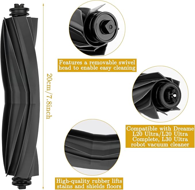 26 PCS Replacement Parts for Dreame L20 Ultra/L20 Ultra Complete L30 Ultra Robot, Vacuum Cleaner Accessories 1 Main Brush, 6 Dust Bags, 6 Mop Pads, 6 HEPA Filters, 6 Side Brushes, 1 Cleaning Brush