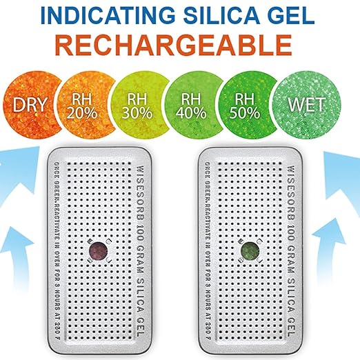 100 Gram 20 Pack Indicating Silica Gel Canister, Gun Safe Dehumidifier (Orange to Green), Reusable Desiccant Canister Dehumidifier