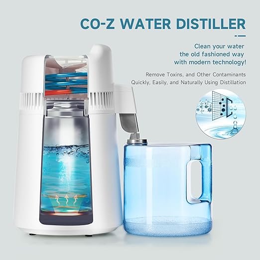 CO-Z 6L Water Distiller, Larger 1.6 Gal Countertop Home Distillers, Distilling Pure Water Machine for Home Table Desktop, Distilled Water Making Machine, Water Purifier to Make Clean Water for Home