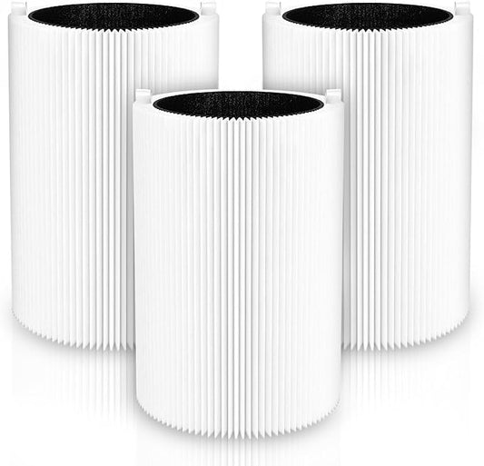 Blue Pure 411 Replacement Filte-r Compatible with Blueair Blue Pure 411 Genuine, 411+, 411 Auto and Mini Air Purifie-r, Include 3 Particle and 3 Activated Carbon
