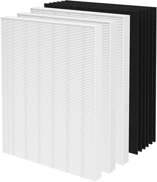 3 Pack Replacement Filter for Fellowes AeraMax 290/300/DX95 Purifiers and HF-300/AP-300PH, Fits Part# 9287201 & 9324201, 3 Filter and 6 Carbon Filter