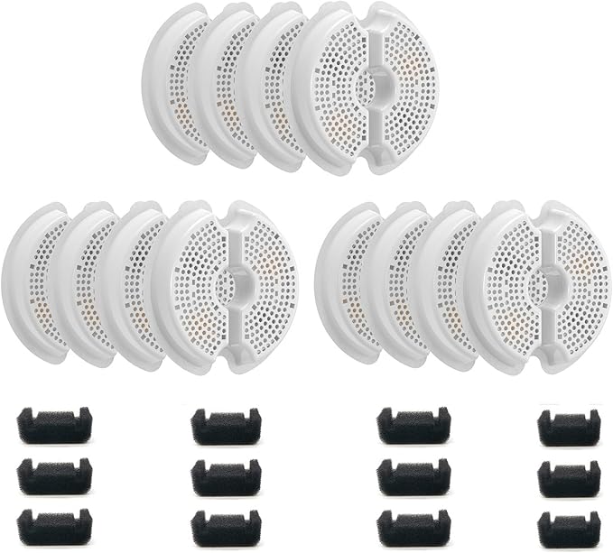 12 Pack Cat Water Fountain Filters with Sponges for 67oz/2l Pet Fountain Replacement Filter Compatible with AONBOY,iPettie & Wonder Creature NEUCOMBBT