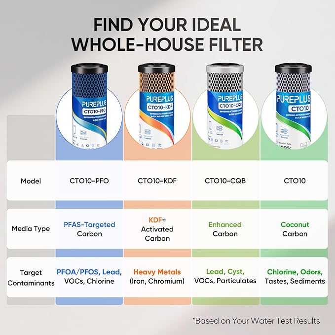 1 Micron 2.5" x 10" Whole House CTO Carbon Water Filter Cartridge Replacement for Under Sink Water Filter System, Dupont WFPFC8002, WFPFC9001, FXWTC, SCWH-5, WHEF-WHWC, WHCF-WHWC, AMZN-SCWH-5,2Pack