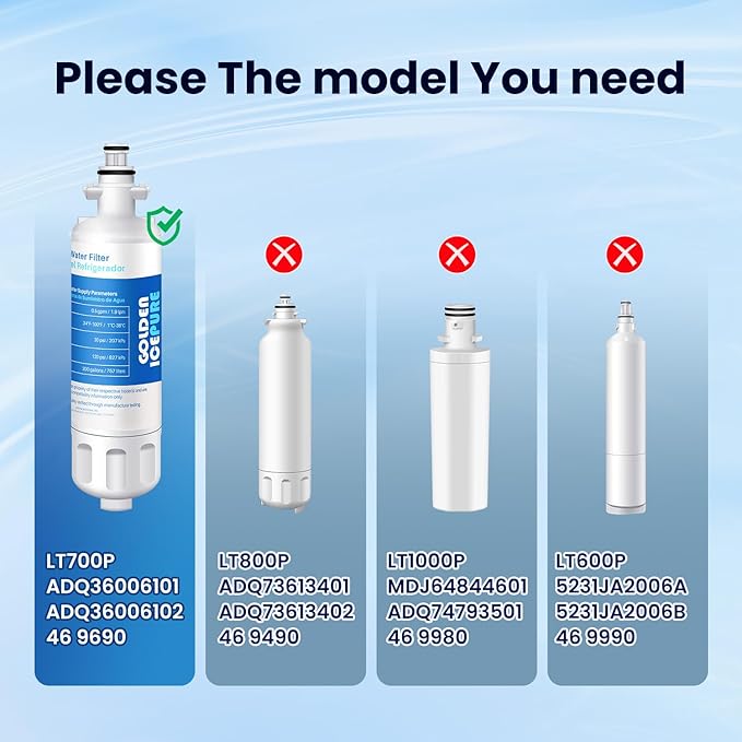 GOLDEN ICEPURE RWF1200A Replacement for LG LT700P, ADQ36006101, Kenmore 469690, Air Filter LT120F, 469918 Refrigerator LFX31925ST, LFX31945ST, LFX30766S, LFXC24726, LFXS24623 3PACK