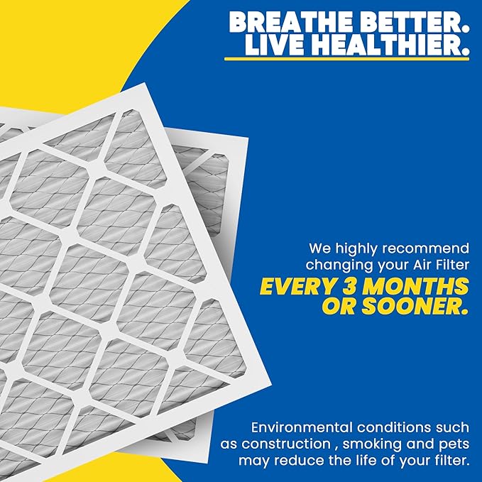 Maycold 20x25x1 MERV 8 Furnace Air Filters (6-Pack), Pleated HVAC AC Filter for Home or Office – Traps Dust, Lint & Pet Hair, Actual Size 19.70 x 24.70 x 0.75，Individually Wrapped in Plastic