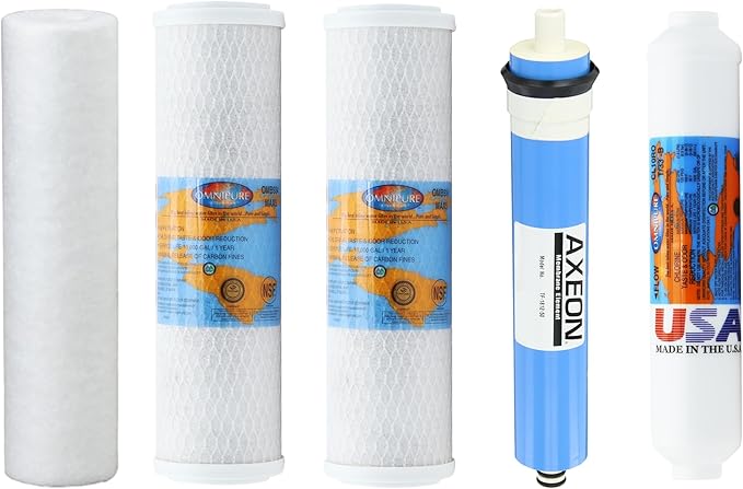 Proline Plus Filter Replacement - Water Cartridge Kit Compatible with Proline Plus Reverse Osmosis System 5-Stages, Includes 50 GPD RO Membrane, Made in USA