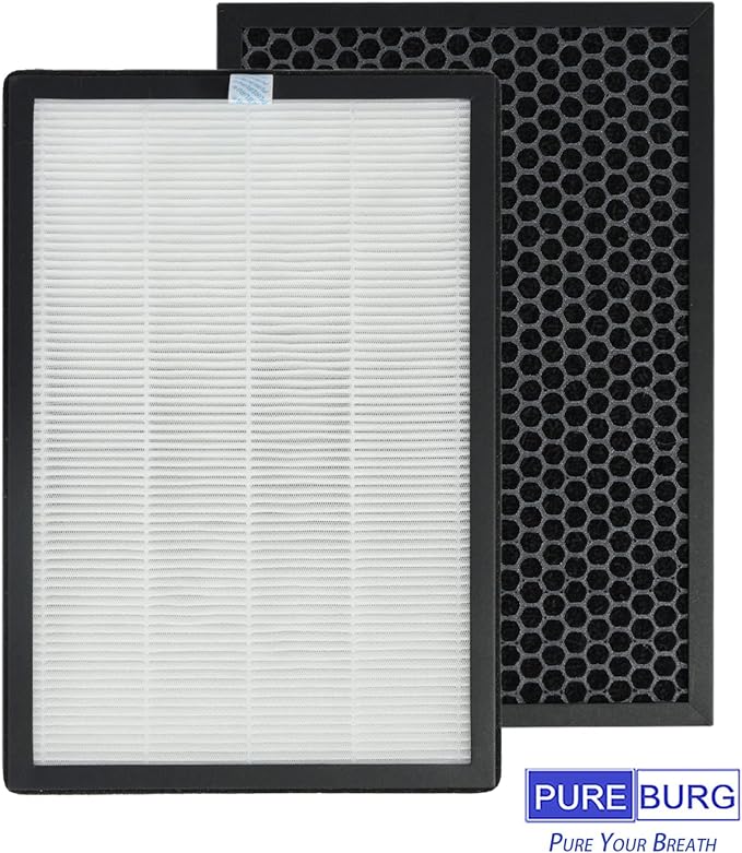 PUREBURG Replacement Filters Compatible with HIMOX H04 Air Purifier,2-Pack H13 HEPA Activated carbon 2-in-1 4-Stage Filtration Air Clean VOCs