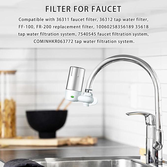 Faucet Water Replacement Filter Compatible with Brita Faucet Filtration Systems, Fits All Brita Tap Water Filters, Pack of 3 (Chrome)