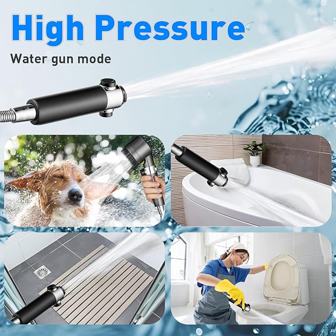 Filtered Handheld Shower Head-High Pressure with 4 Spray Modes,Hard Water Filter for Softer Skin & Hair,ON/OFF Pause Switch, With 79" Stainless Steel Hose,Bracket,4 cartridges, Bath Loofah