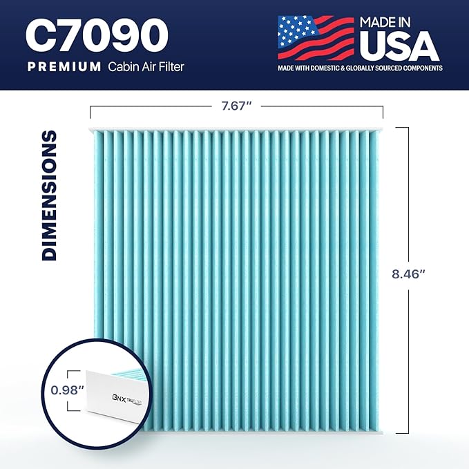 BNX TruFilter C7090 Cabin Air Filter, HEPA 99.97%, Compatible With Select Ram 1500, 1500 Classic, 2500, 3500, 4500,5500 Trucks