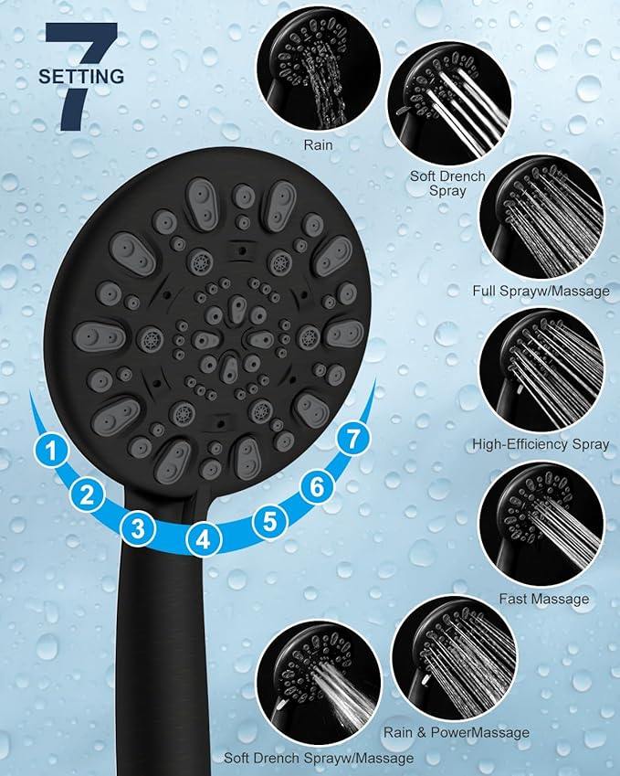 Hibbent Self-cleaning Shower Head, 10'' High Pressure Rain Shower Head, Showerhead Combo/Handheld Shower Head, 16'' Adjustable Arc Shower Extension Arm, 71'' Hose, Showerhead Holder, Oil-Rubbed Bronze