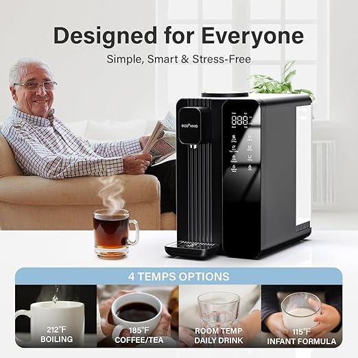 Ecoviva Mate 4 Countertop Reverse Osmosis Water Filter System with UV, BPA Free, 7-Stage Filter, Pure and Clean Water 3:1, Instant-Hot, Indoor No Installation, Meet NSF/ANSI 58 Desktop Water Purifier