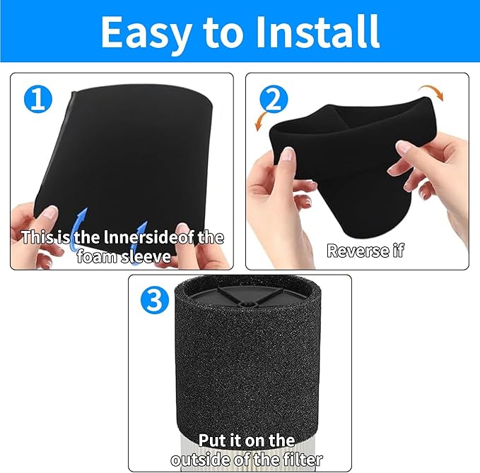 Ridgid Shop Vac Filter Replacement - VF4000 & VF3502 + 2 Pack Foam Sleeve + Brush Cleaner (6 Piece Set)