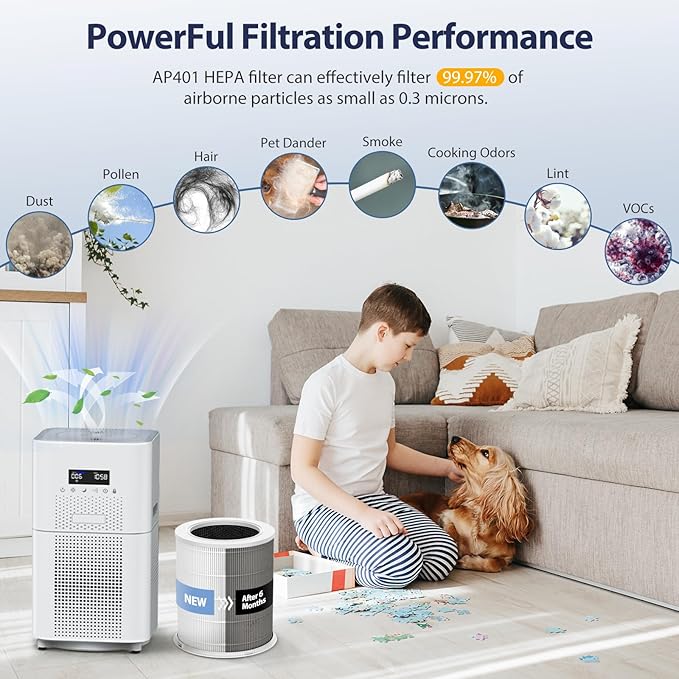 AP401 AP402 Filter Replacement, Compatible with Dayette AP401 AP402 and JOWSET AP402 AP403 Air Purifier for Large Room up to 3000Ft², Efficient Air Filter, 4-Stage Filtration System, 2 Pack