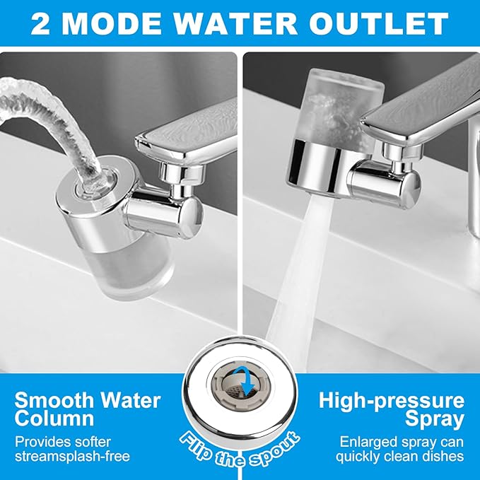 Sink Water Filter Faucet, 720 ° Rotating Kitchen Faucet Water Purifier, Bathroom Faucet Filter Removes Chlorine Fluoride Heavy Metals Hard Water for Home, Kitchen & Bathroom