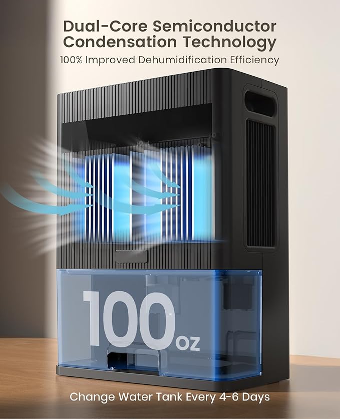 Dehumidifier for Bedroom, rv Dehumidifier for Inside Camper,95 OZ Water Tank,Garage