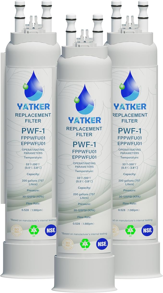 FPPWFU01 Water Filter Replacement for Frigidaire FPPWFU01 Water Filter, Compatible with EPPWFU01 PureAdvantage PurePour PWF-1 (3-PACK)