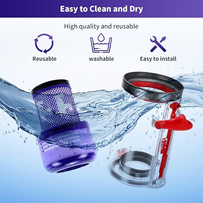 Upgraded Dust Bin Replacement Compatible With Dyson V11 V15 SV14 SV15 SV22 Vacuum Cleaner,1 Canister Bin for Part no.970050-01 and Part no.965443-01 with 1 HEPA Filter