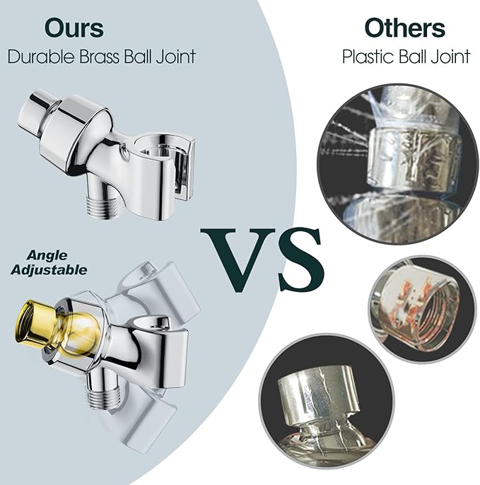 BRIGHT SHOWERS 9 Spray Settings Shower Head with Handheld High Pressure Chrome Hand Held Showerhead with 60 Inch Stainless Steel Hose and Adjustable Overhead Bracket