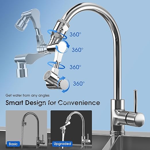 Countertop Water Filter, Stainless Steel 8000 Gallons Rotating Faucet Water Filtration System, Reduces 99.99% Chlorine, Lead, Heavy Metals, Bad Odor, OM-CF05 Included 1 Filter
