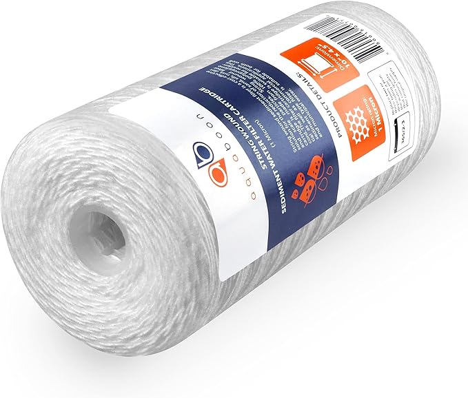 Aquaboon 1 Micron String Wound Water Filter 10x4.5 Replacement - Whole House Water Filter Cartridge Compatible with WP5BB97P,WP10BB97P, AP810, 20-Pack