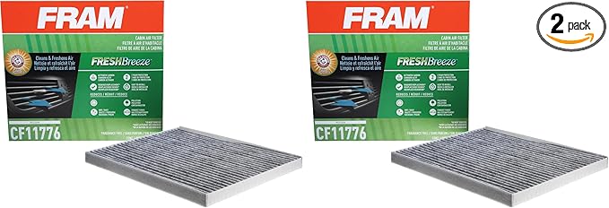 FRAM Fresh Breeze Cabin Air Filter Replacement for Car Passenger Compartment w/Arm and Hammer Baking Soda, Easy Install, CF11776 for Select Infiniti and Nissan Vehicles (Pack of 2)