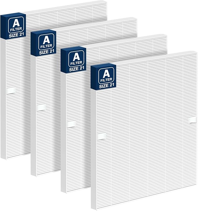 115115 HEPA Replacement Filter A Size 21 Compatible with Winix PlasmaWave C535 5300 5300-2 6300 6300-2 P300 AM90 9000 5000 5000B C909 9800 Air Purifier, 4 Pack