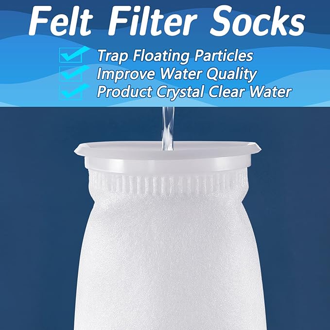 Oudain 16 Pack 4 Inch Ring Filter Socks 200 ?m Aquarium Bags 4 Inch Ring by 15 Inch Long Socks for Fish Tank Freshwater Saltwater Aquariums