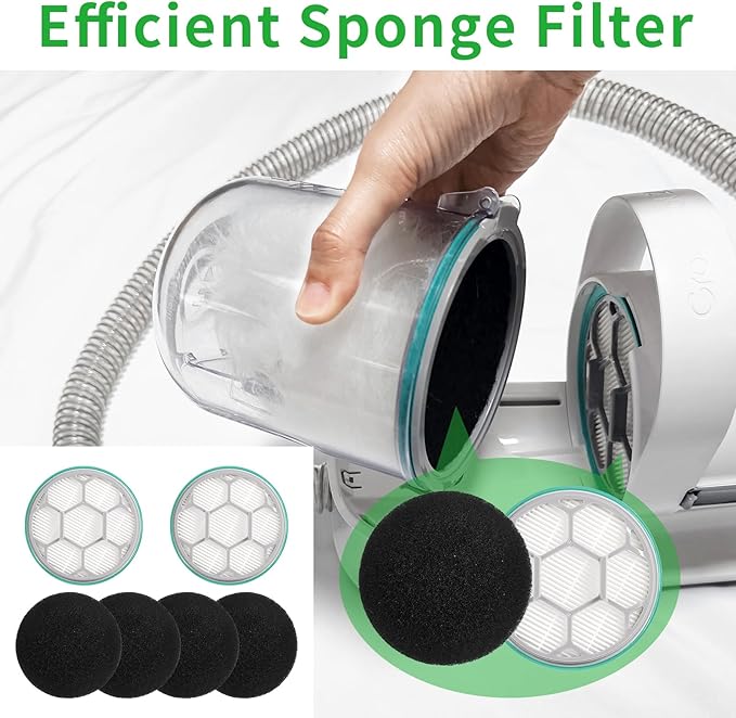 Hepa Sponge Filter Replacement Accessories Compatible with Neabot/Neakasa P1 Pro Pet Grooming Kit & Vacuum,9.5cm Diameter Circle(2 Hepa Filters+4 Sponges)