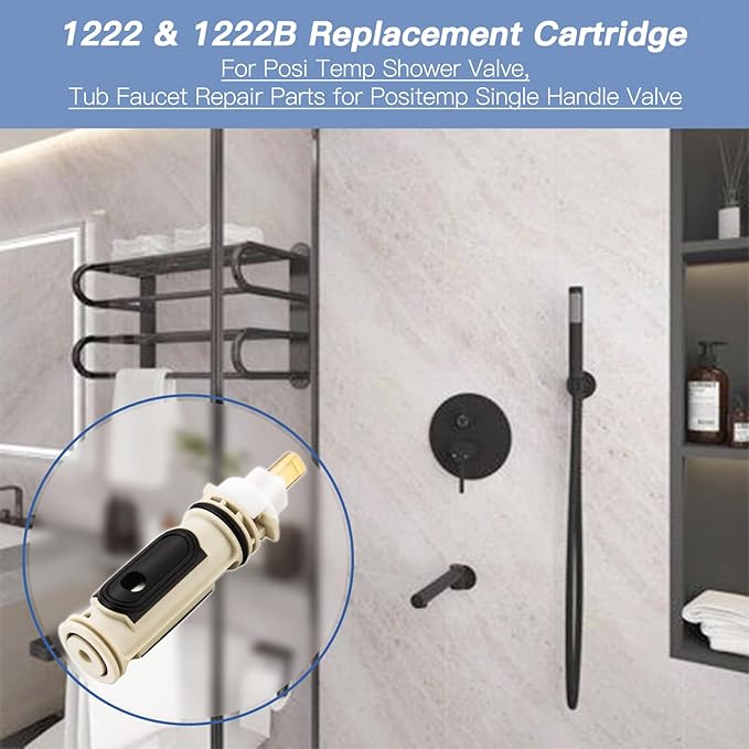 for Moen 1222 One-Handle Posi-Temp Faucet Cartridge Replacement,Compatible with Moen Tub Shower and Shower Only Configurations,Brass and Plastic