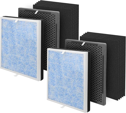 Replacement Air Filter Compatible with RENPHO Model RP-AP001, RP-AP002, RP-AP001S, 10-Pack Extra Charcoal Filters, 2X Activated Carbon Filters and 2X H13 Filters