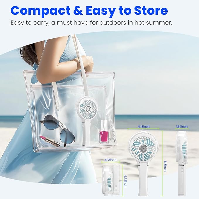 HandFan 2025 Upgraded Portable Misting Fan, Two Button Easy Operation, Handheld Rechargeable Mister Fan, Spray Water Mist Fans, Mini Electric Cooling Fans for Travel, Outdoors, Disney(White)