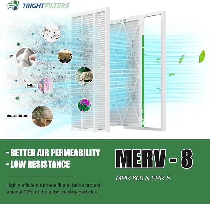 20x30x1 Air Filter 4 Pack, MERV 8 Pleated Dust Defense Air Filters Replacement Air Conditioner HVAC AC Furnace Filter, Durable and Lightweight