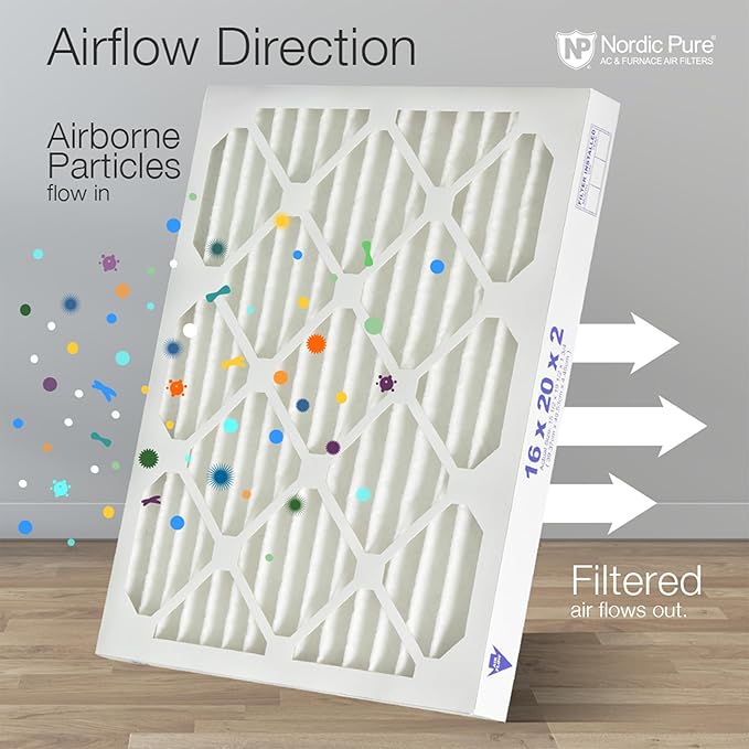 Nordic Pure 14x25x2 (13 1/2 x 24 1/2 x 1 3/4) Pleated Air Filters MERV 13 Plus Carbon 3 Pack