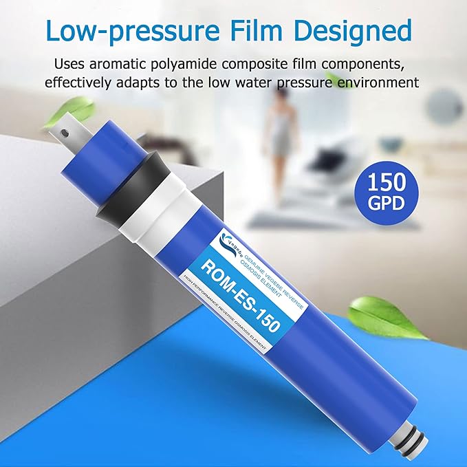 150 GPD RO Membrane Filter Replacement with Reverse Osmosis Membrane Housing, Wrench, 1/4" Quick-Connect Fitting, Check Valve, Fit Under Sink RO Home Drinking Water Filter Filtration Purifier System