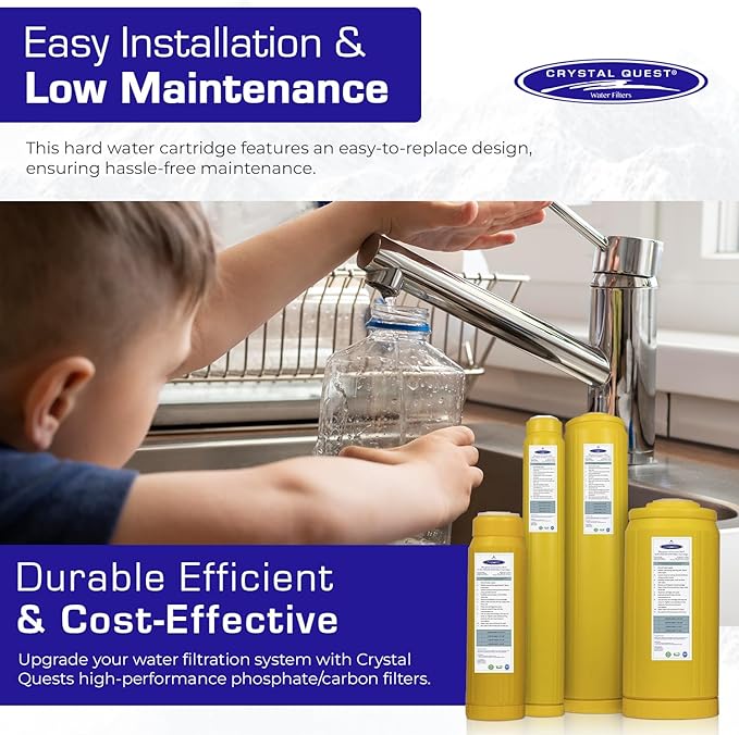 Crystal Quest Phosphate & Coconut Shell GAC Filter Cartridge – Reduces Scale, Chlorine & Chloramine – Enhances Water Quality – Long-Lasting, High-Performance Filtration for Home & Commercial Use