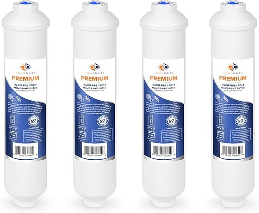 Aquaboon Premium Inline Post/Carbon Polishing Water Filter Catridge for Reverse Osmosis System Standard Size (Quick Connect Fiting) RO Water Filter Replacement Compatible with ICF-10 4-Pack