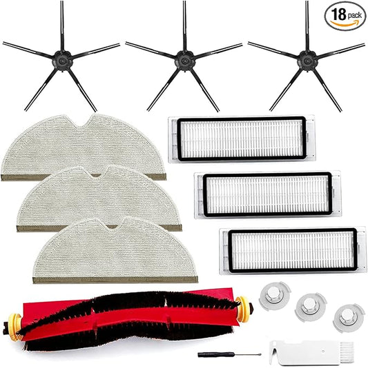 13 Pack Replacement Parts Compatible for Roborock S6 Pure S6 E4 S4 Max S6 MaxV S5 S5 Max S4 E2 E3 E5 E20 E25 E35 Xiaomi Mijia Robot 1 Main Brush 3 Filter 3 Side Brush 3 Mop Cloth 3 Water Tank Filter