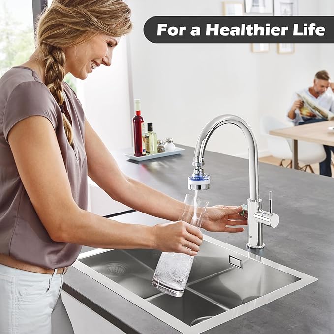3 Pack Sink Water Filter Faucet, Universal 360 ° Rotating Kitchen Faucet Water Purifier, Bathroom Faucet Filter Removes Chlorine Fluoride Hard Water for Home Kitchen & Bathroom