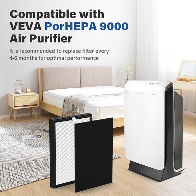 ProHEPA 9000 replacement filter Compatible with VEVA ProHEPA 9000 Air Puri-fier, Including 4 Filters & 8 Carbon Filters