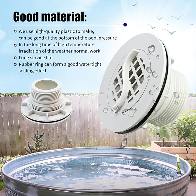 Threaded Inlet Strainer Kit Compatible with Intex Filter Pumps w/ 1-1/2" Hoses,Incl Rubber Washer and Strainer Nut,Inlet Strainer use for Stock Tank Pools & Above Ground Pool