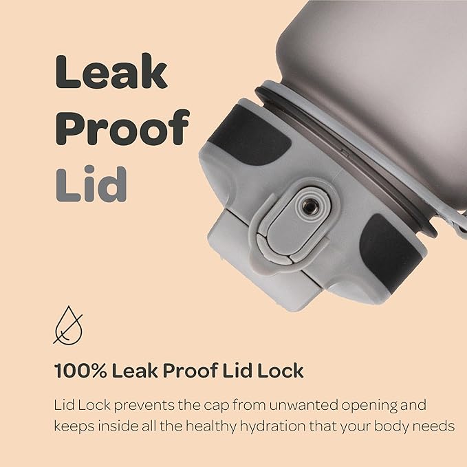 Hydracy Water Bottle with Time Marker -Large BPA Free Water Bottle & No Sweat Sleeve -Leak Proof Gym Bottle with Fruit Infuser Strainer & Times to Drink -Ideal for Fitness Sports & Outdoors