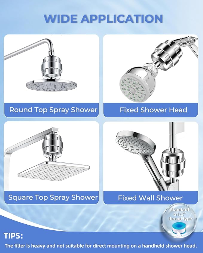 30 Stage VeoryFly Shower Filter with Vitamin C, Shower Filter for Hard Water, High Output Shower Water Filter with 2 Replaceable Filter Cartridges, Water Softener Filter to Remove Chlorine