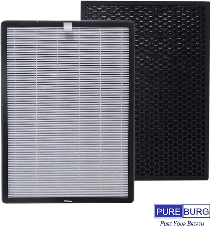PUREBURG Replacement True HEPA Filters Compatible with Inofia PM1320 Air Purifier, H13 3-Stage Filtration Activated carbon 2-in-1 Air Clean Dust VOCs Odor PM2.5,2-Pack