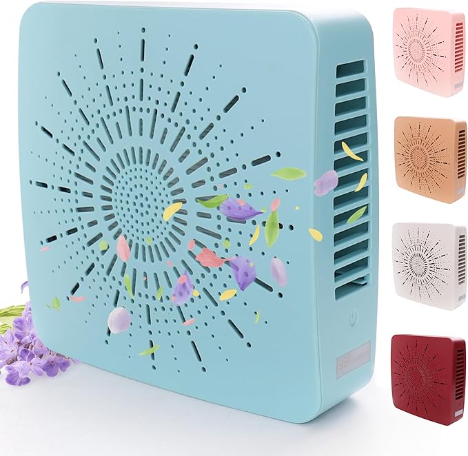 4-in-1 Portable Air Purifier HEPA Filter, Aroma, Ionizer & Mini Fan – USB-C Desktop Air Cleaner for Smoke, Pollen, Dander, Odors – 5 Colors for Bedroom, Office, Baby, Pets, Travel (Mist Blue)